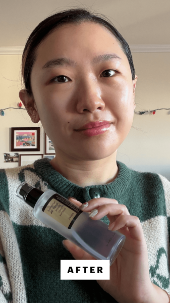 Han after applying the Coxrx Advanced Snail 96 Mucin Power Essence