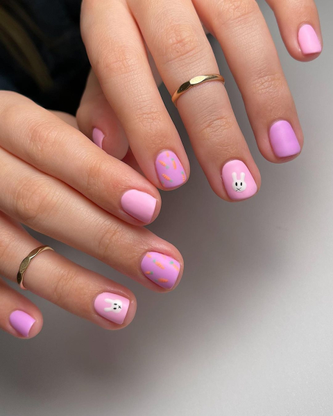 easter nails pink bunny nail art with carrots