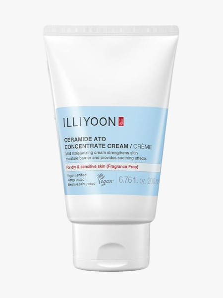 Illiyoon Ceramide Ato Concentrate Cream in branded tube component on a light gray background